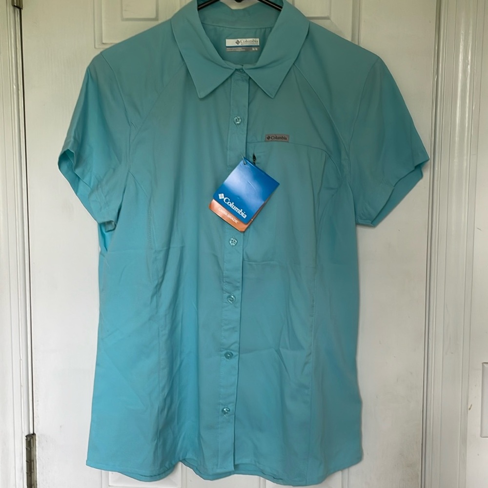 Columbia Omni-Shade Light Blue Sun Protection Short Sleeve